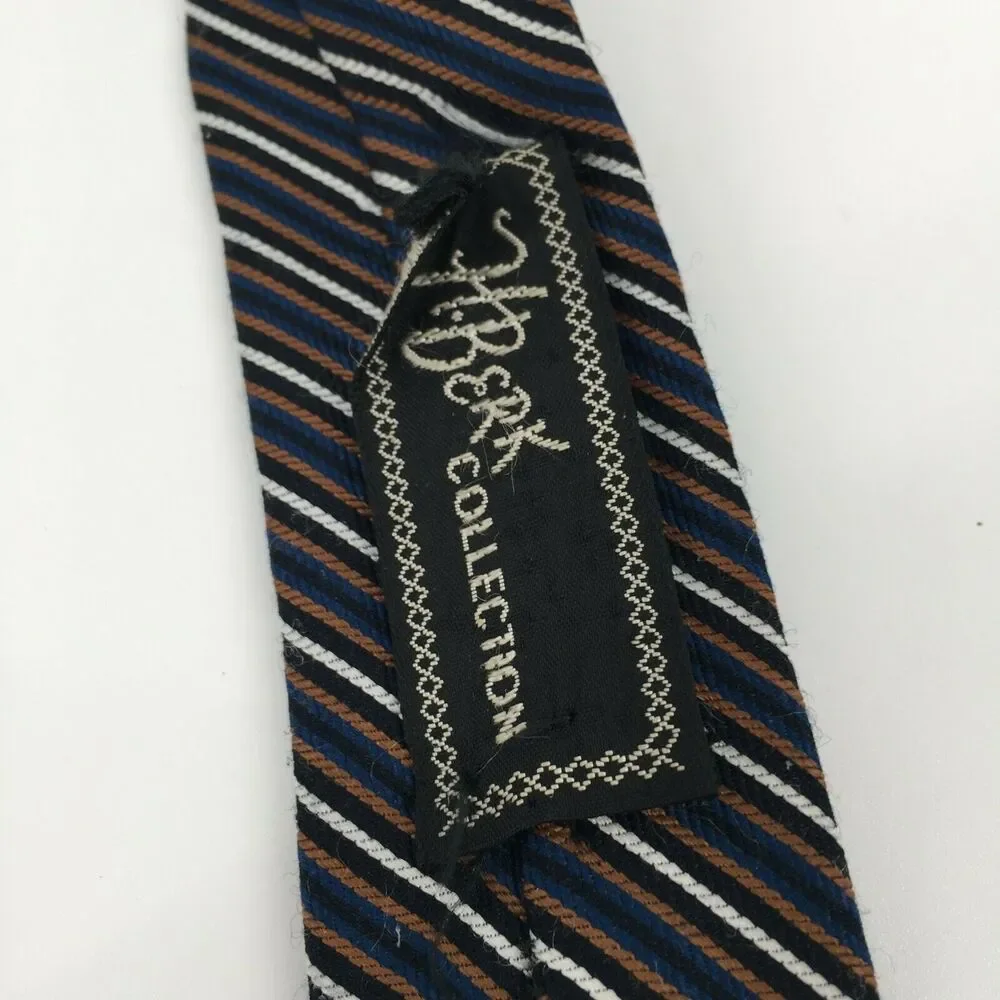 Vintage 1970s Givenchy Gentlemen Paris Tie Navy Blue Striped Skinny Necktie - Picture 7 of 12